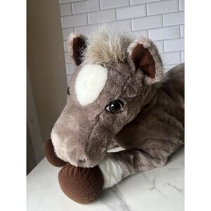 Toys R Us HuggaPuffs Horse Plush Stuffed Animal Soft Light Gray Pony Lrg CUDDLY